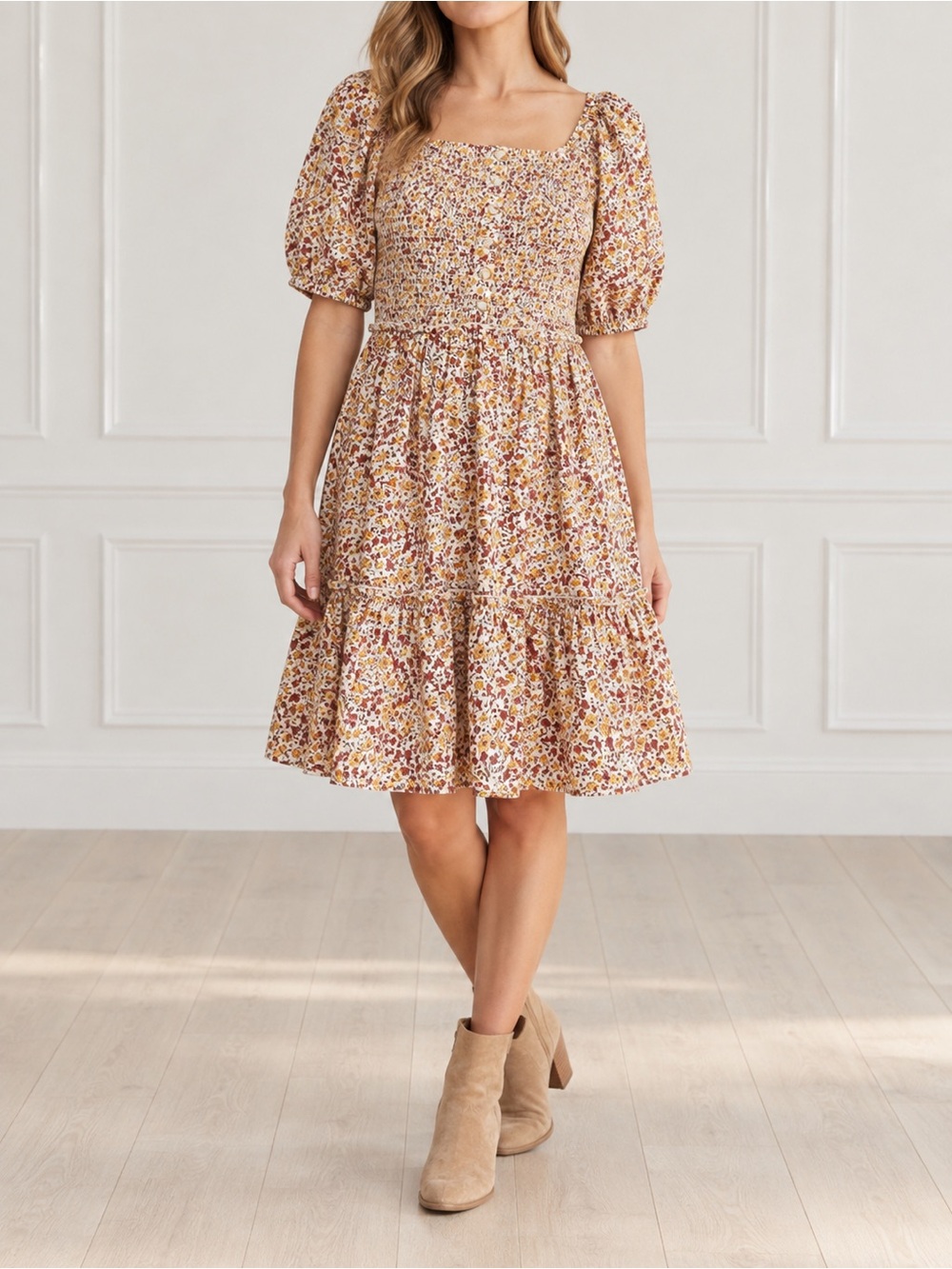 NWT DownEast Kendall Dress XL Juliet Floral Smocked Cotton Cottagecore Prairie